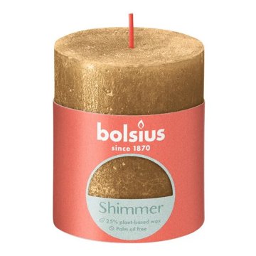 Sviečka Bolsius Pillar Shimmer 8x6,8 cm Zlatá