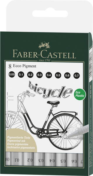 Faber Castell FC-166008 Pero na kreslenie FC Ecco Pigment 8ks. Šírka čiar 0,05 - 0,7 mm