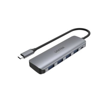 USB rozbočovač Unitek P5+ Sivá