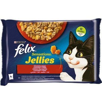 Krmivo pre mačky Purina Felix Sensations Kurča Teľacie mäso Mrkva Paradajka 4 x 85 g