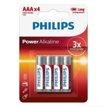 Alkalické batérie Philips AAA 4 kusy