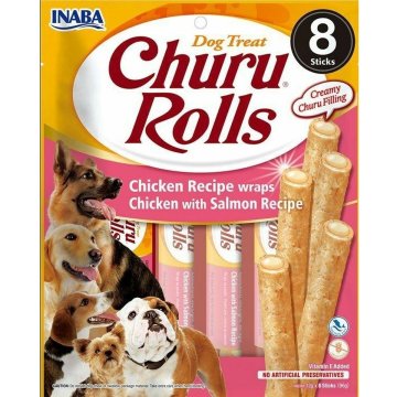 Maškrty pre psov Inaba Churu Rolls Chicken with salmon Kurča Lososová Ryby 8 x 12 g