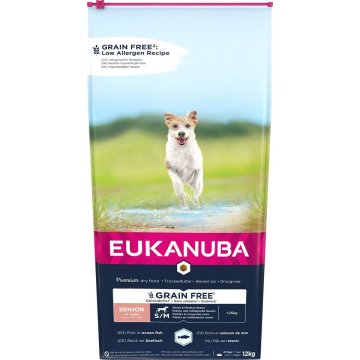 Krmivo Eukanuba Grain Free Senior small/medium breed Senior Ryby 12 kg