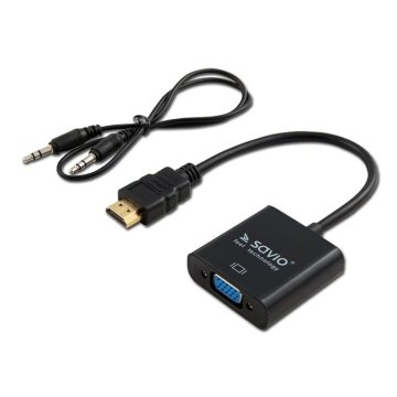 Adaptér HDMI na VGA s Audio Savio CL-23/B Čierna 50 cm