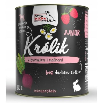 Mokré jedlo SYTA MICHA Junior Rabbit with beetroot and raspberries 800 g