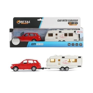 Toi-Toys Car Tah Back with Caravan 1:48