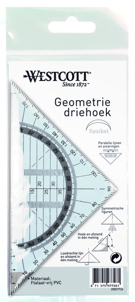 Kangaro K-20837726 Geotrojuholník Nerozbitný 14 cm Transparent