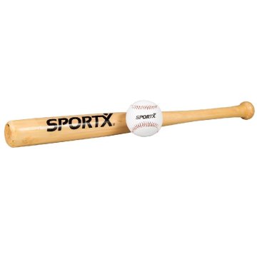 Drevená palica SportX Baseball + loptička