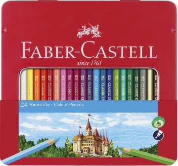 Faber Castell FC-115824 Farebné ceruzky Faber-Castell Castle šesťhranné kovové puzdro s 24 kusmi