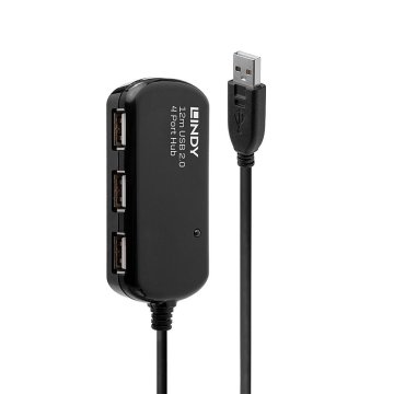 USB rozbočovač LINDY 42783 12 m Čierna