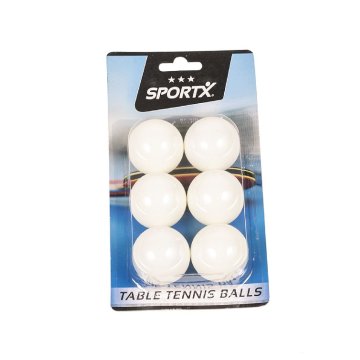 Loptičky na stolný tenis SportX 4 cm 6 kusov Biela