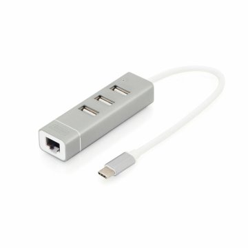 USB rozbočovač Digitus Sivá Striebristý Aluminium