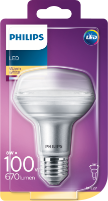 Philips LED CLA 8W (100W) R80 E27 WW 36D reflektorová lampa