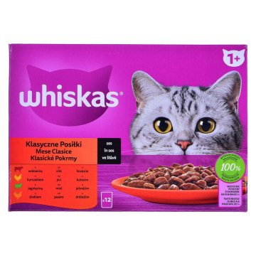 Krmivo pre mačky Whiskas Classic Meals Kurča Teľacie mäso Baránok Vtáky 12 x 85 g