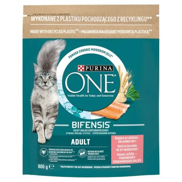 Krmivo pre mačky Purina One Bifensis Adult Dospelý Lososová 800 g