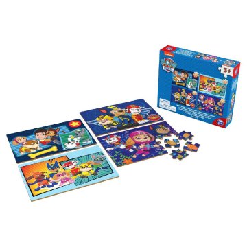 Krabička od topánok Paw Patrol 4 drevené puzzle 12-16-20-24 kusov